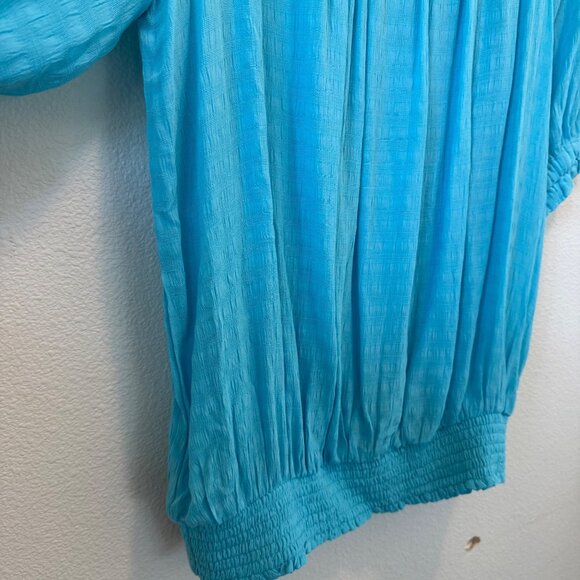 Ann Taylor Women's‎ Sky Blue Off Shoulder Peasant Top Size XL 100% Rayon Beachy - Picture 4 of 10